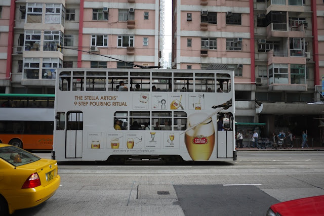 Tram in Hong Kong with Stella Artois advertising