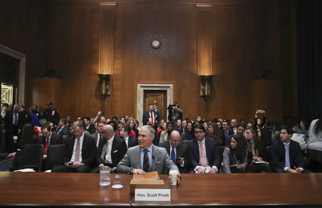 Environmental Protection Agency Administrator Scott Pruitt testifies before the Senate Environment Committee in January 2018. Photo: Pablo Martinez Monsivais / AP Photo