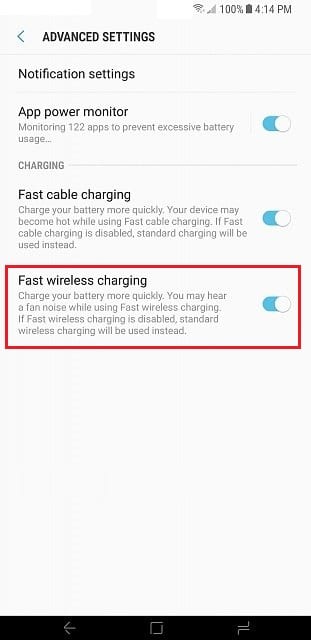 Включить быструю беспроводную зарядку на Samsung Galaxy S8 или Note 8