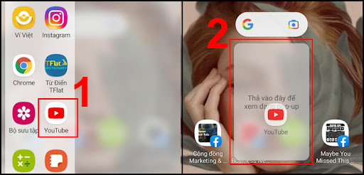 Mở YouTube bằng màn hình cạnh