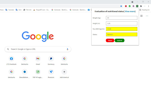 Calculate Your BMI chrome extension