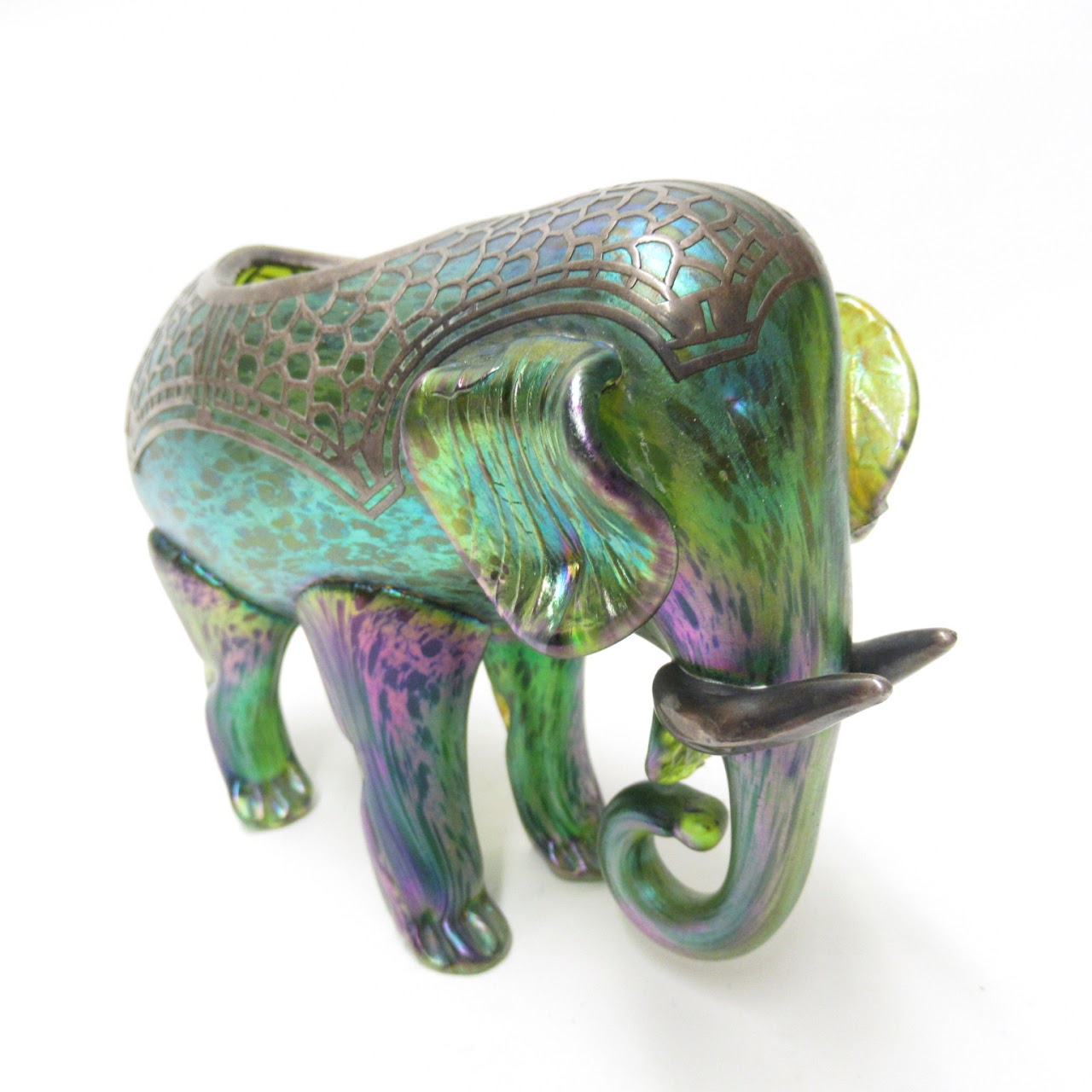 Blown Glass and Sterling Silver Elephant