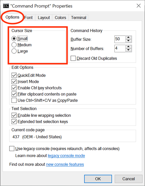 Sélectionnez l'une des options de taille disponibles