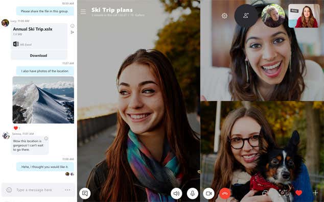 Finestre dell'app Skype