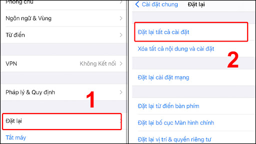 Chọn Đặt lại và nhấn vào Đặt lại tất cả cài đặt