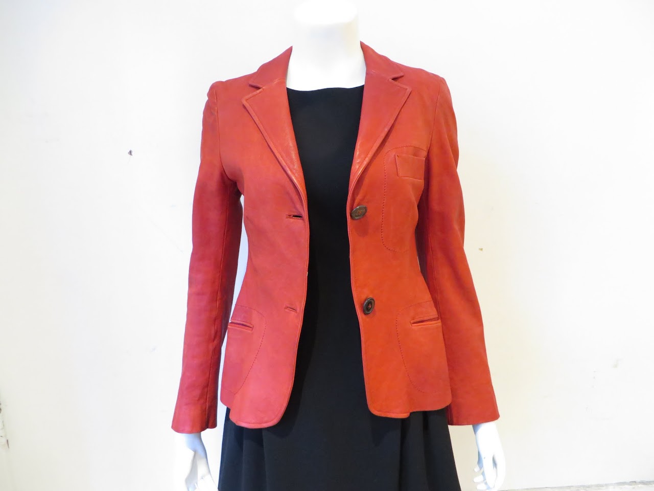 Jil Sander Red Leather Blazer