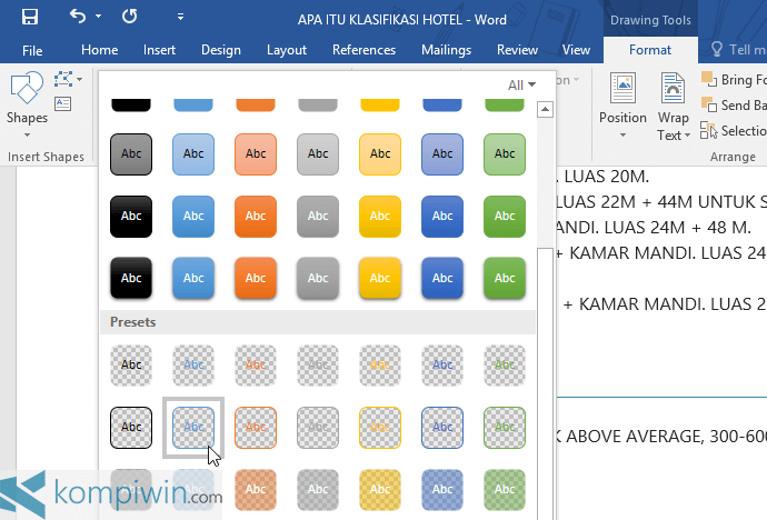 buat preset shape di Office 2016