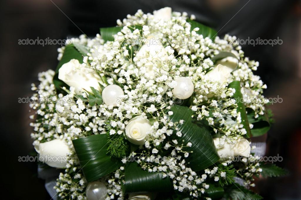 White wedding bouquet on a dark background