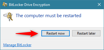 BitLocker necesita reiniciar la computadora