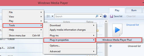 Windows Media Player Plus!, extra, configuración