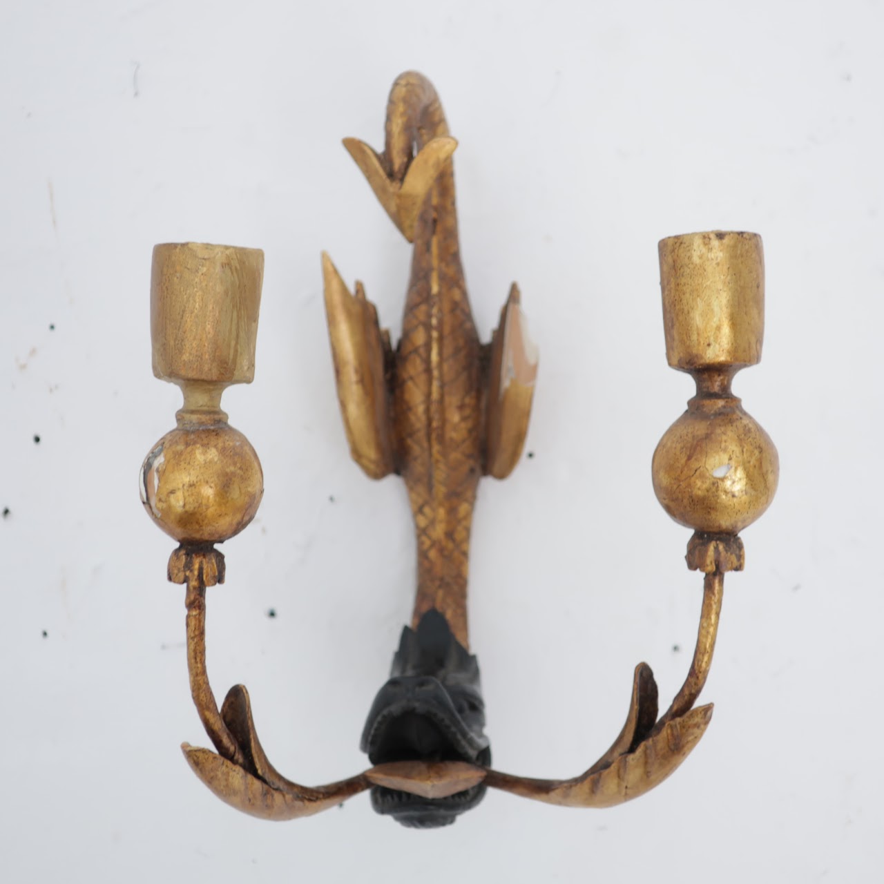 French 19th C. Gilt Dragon Candle Sconce Pair