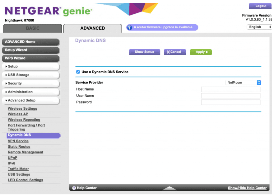 Se abrirá una nueva página de configuración de DDNS