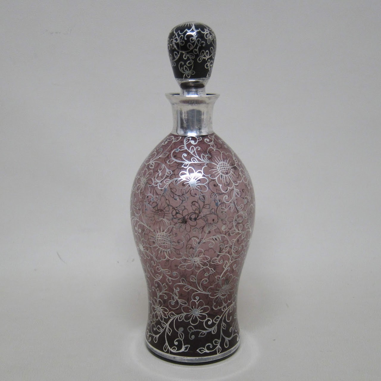 Sterling Silver Painted Glass Bottle Pair