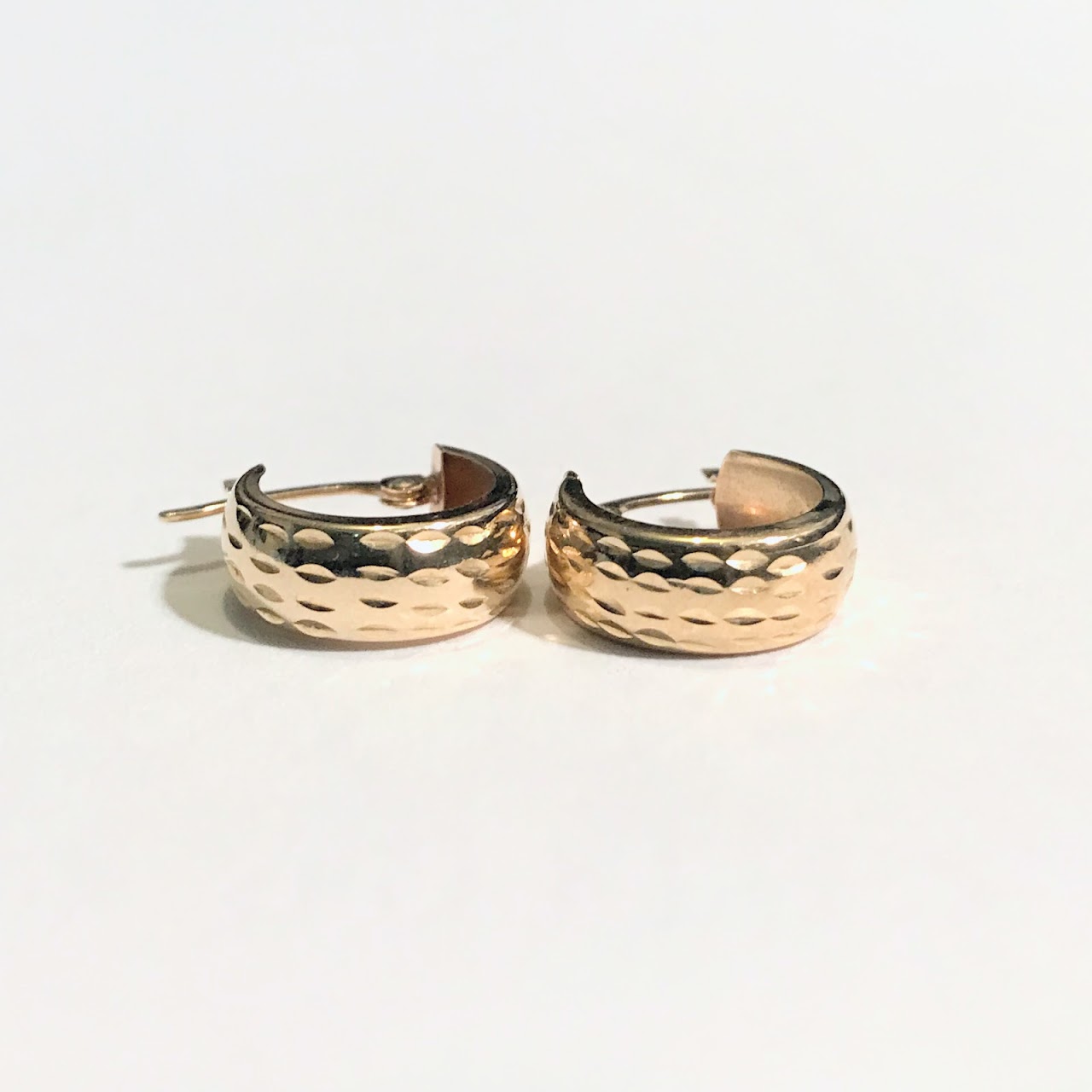 14K Gold Etched Hoop Earrings