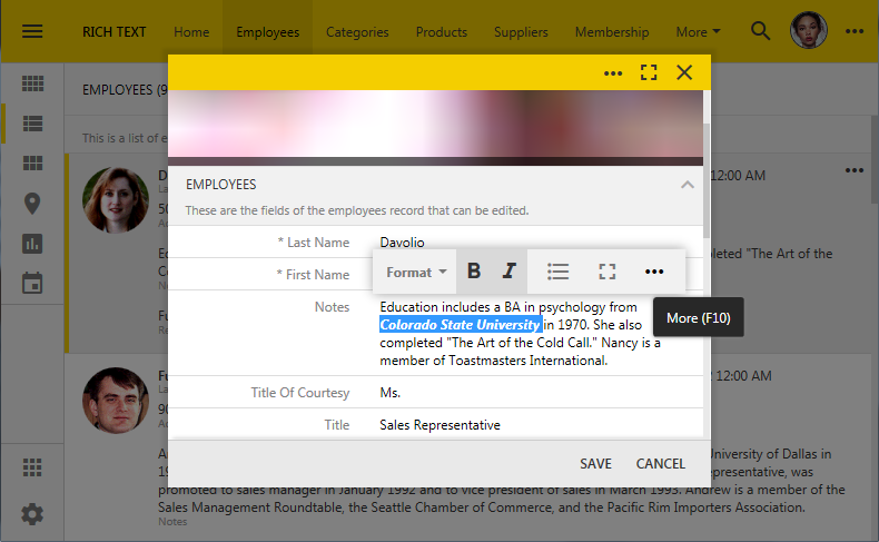 Built-in Rich Text Editor in a Touch UI app build with Code On Time Built-in Rich Text Editor in a Touch UI app build with Code On Time