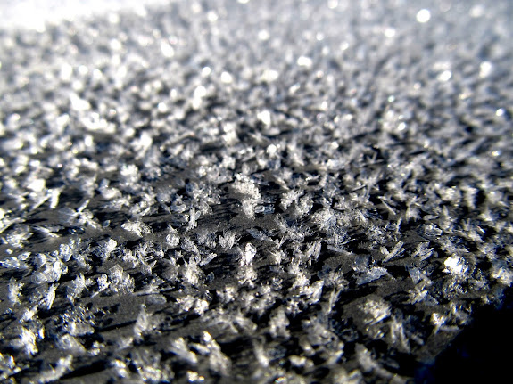 Ice crystals on the truck Wednesday morning