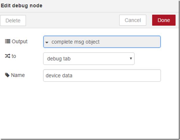 node red debug iot