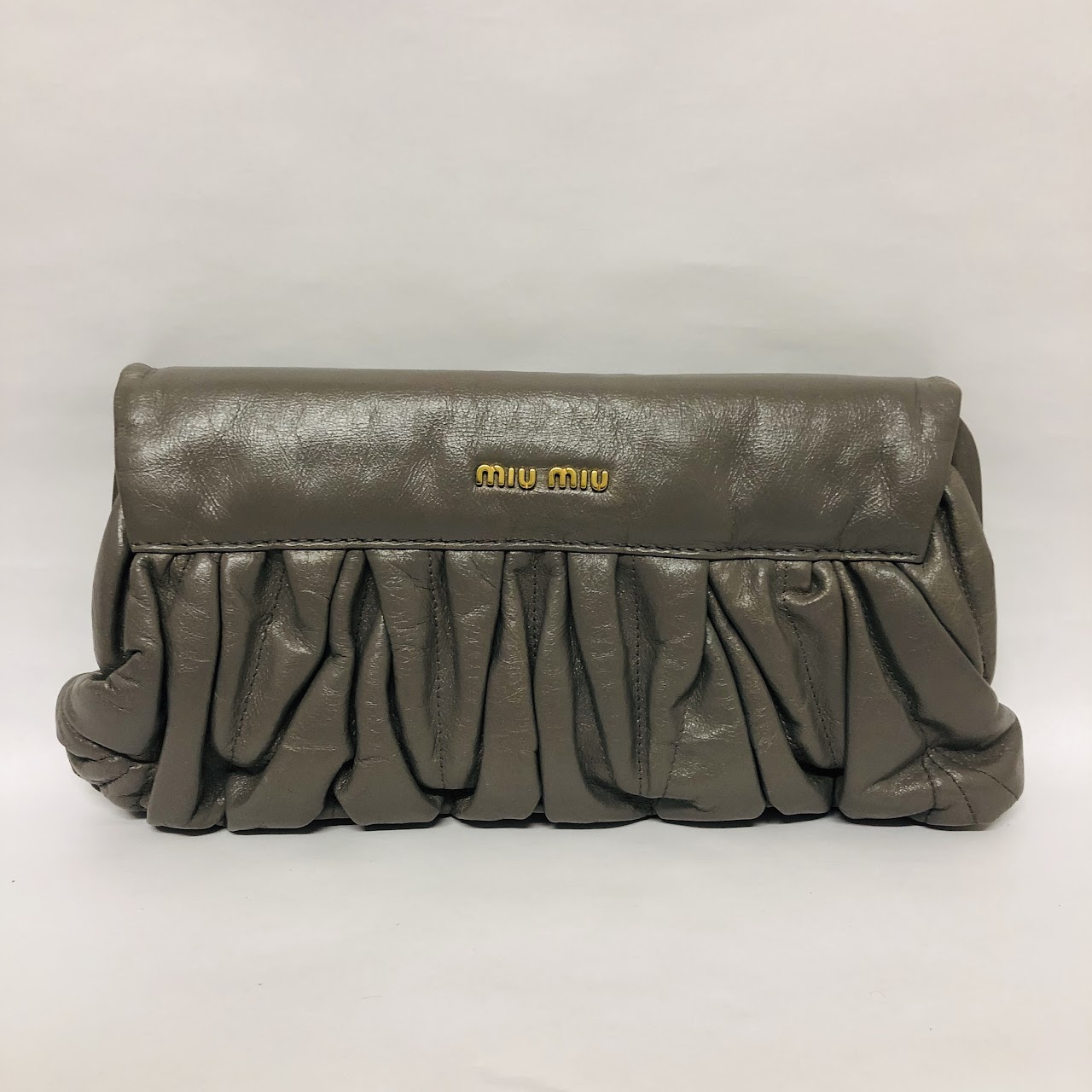 Miu Miu Ruched Leather Evening Bag