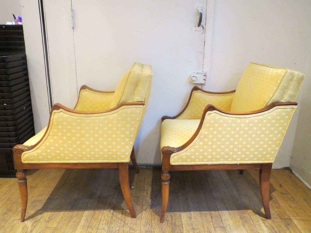 Custom Yellow Arm Chair Pair