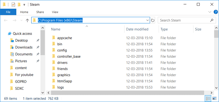 ไปที่โฟลเดอร์ Steam จากนั้นลบทุกอย่างยกเว้นโฟลเดอร์ appdata และไฟล์ steam.exe