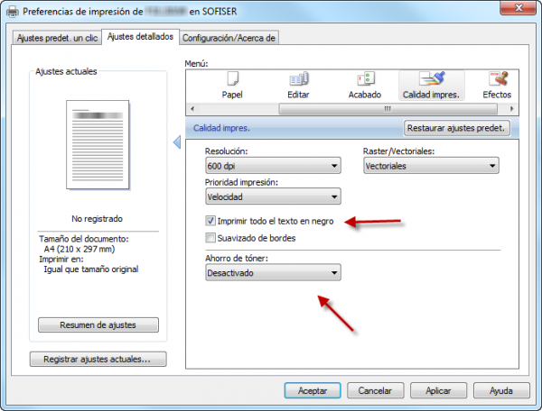 Configuración de la Impresora