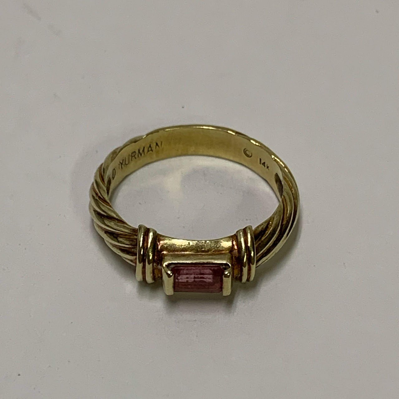 David Yurman 14 K & Pink Tourmaline Ring