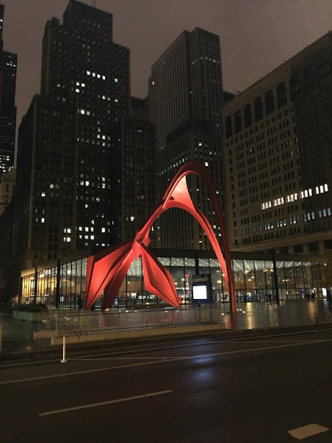 Photo by Dali L. Yang of Flamingo sculpture in Chicago