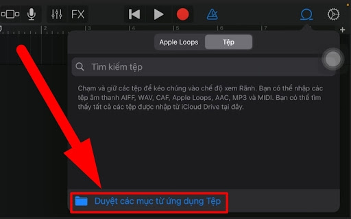 Chọn Duyệt các mục từ ứng dụng tệp