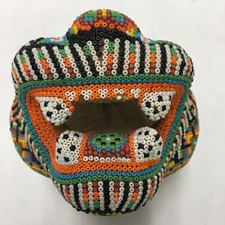 Huichol Mexican Beaded Jaguar Head