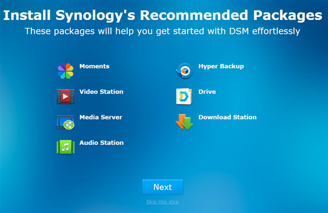 การติดตั้งแพ็คเกจที่แนะนำของ Synology