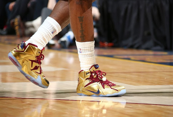 LBJ Wears Shiny Nike LeBron 12 Cavs Gold Finals PE in Game 6