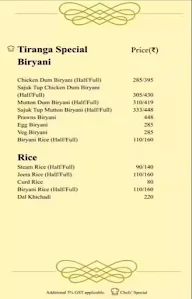 Tiranga Restaurant menu 1