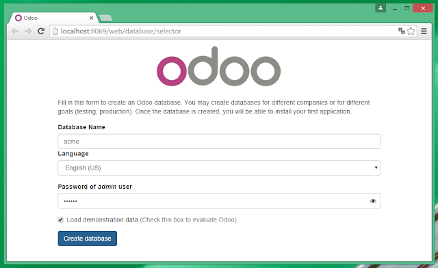 Creando BD de aplicación Odoo