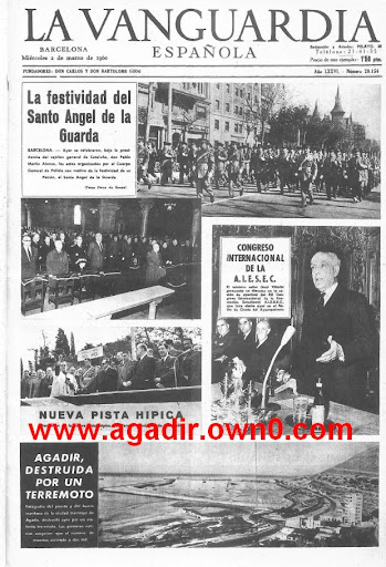 صحيفة الاسبانية الكتالانية la vanguardia  وتخصيتها لاخبار زلزال اكادير سنة 1960  Jhkhj