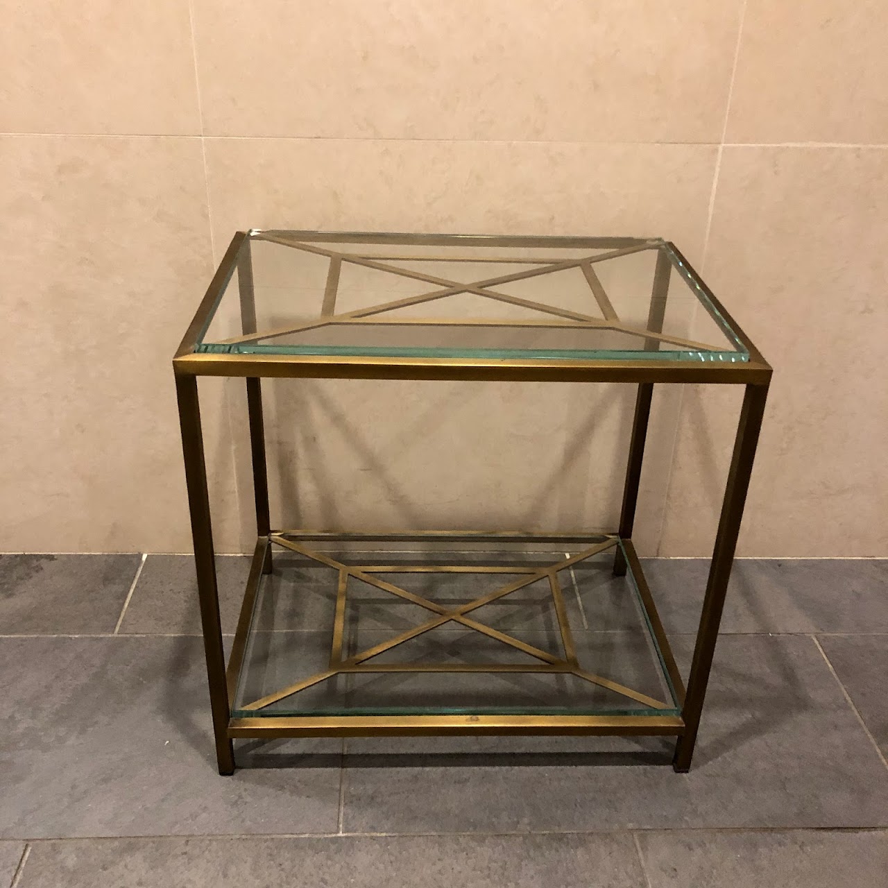 Small Glass & Metal Side Table