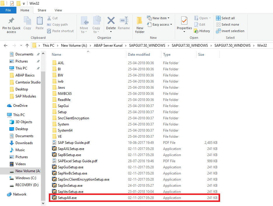 Vaya a la carpeta extraída y busque SetupAll.exe de SAP IDES