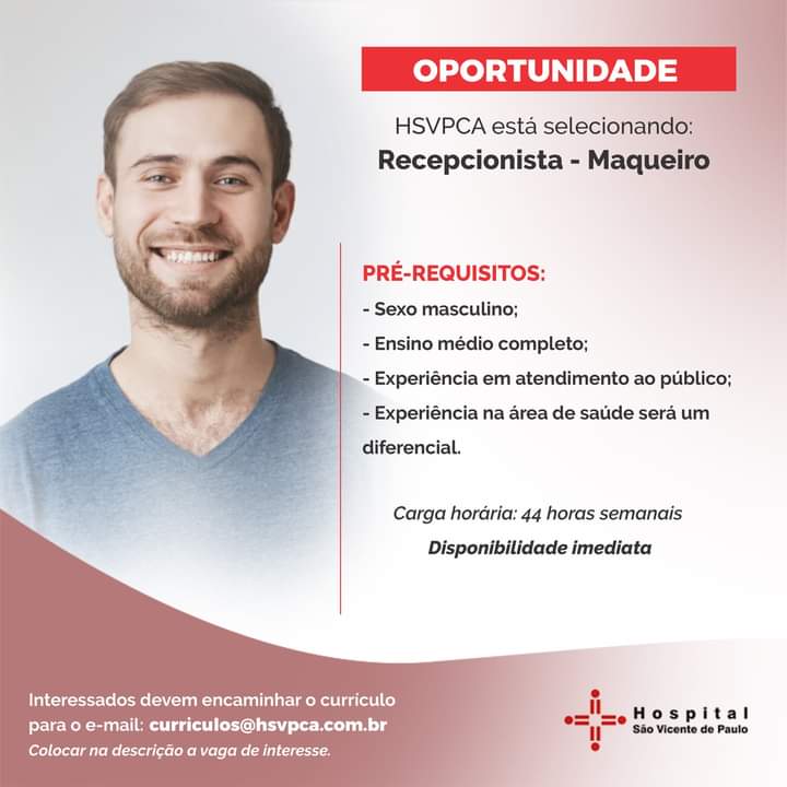 Vaga para Recepcionista Maqueiro