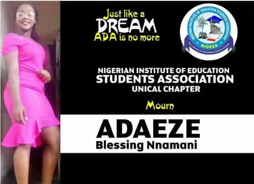 Adaeze a year 2 diploma student was reportedly dead when she went for a night out with an unknown rich man on Sunday.