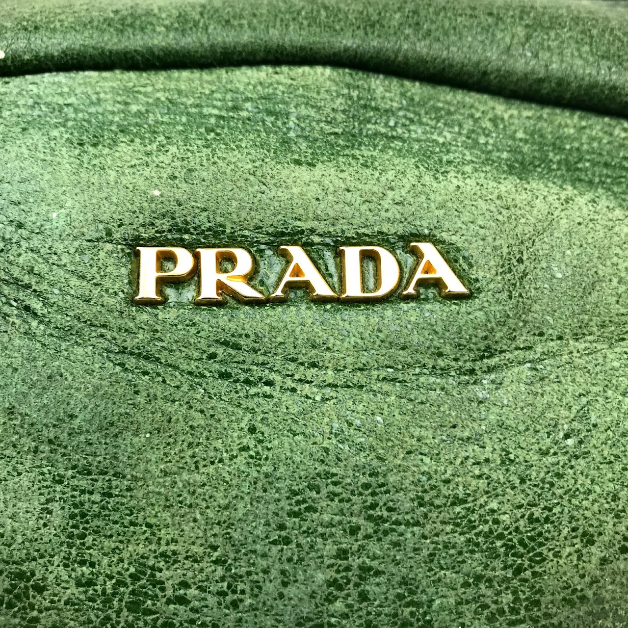 Prada Green Leather Shoulder Bag