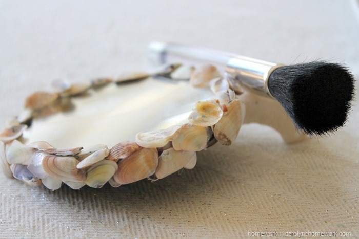 DIY Shell Magnifying Make Up Mirror via homework (9)