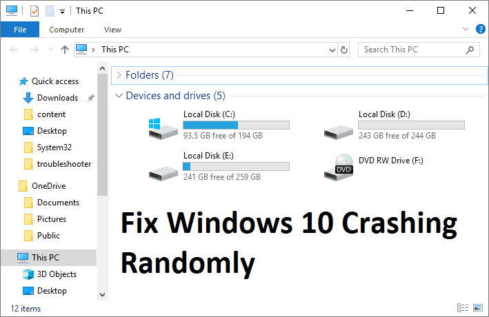 Windows 10이 무작위로 충돌하는 문제 수정