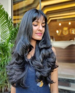 Chennai girl's silky long hair style makeover images - Village Barber ...