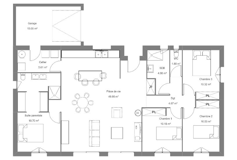  Vente Terrain + Maison - Terrain : 690m² - Maison : 115m² à Pau (64000) 