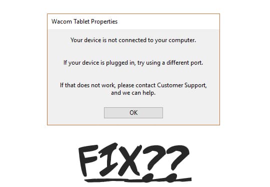 Solucione el error de la tableta Wacom: su dispositivo no está conectado a su computadora