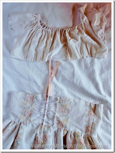 Transforming a vintage style dress to a high-waisted skirt.
