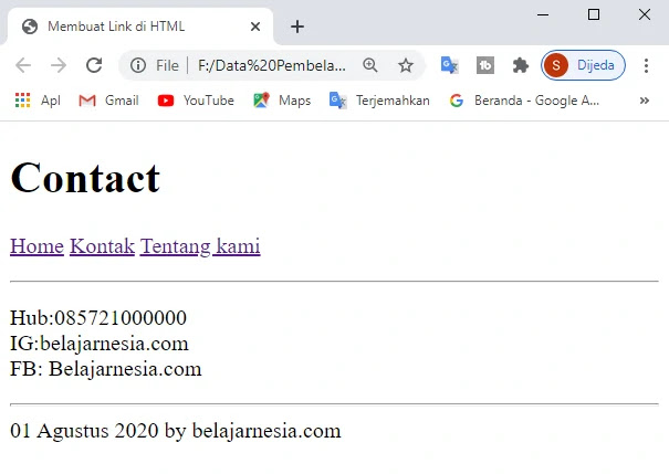 Belajar Membuat Hyperlink di HTML Belajar Membuat Hyperlink di HTML
