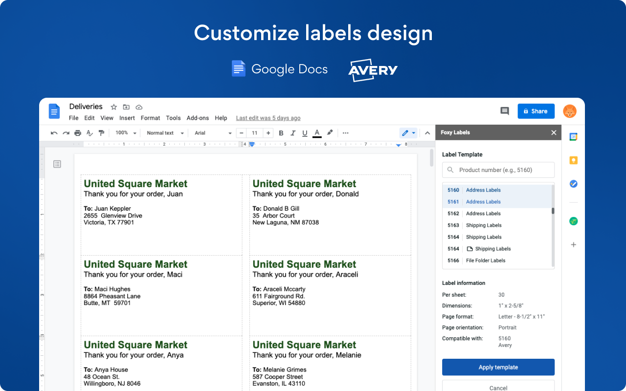 Foxy Labels: Création étiquettes publipostage - Google Workspace Marketplace