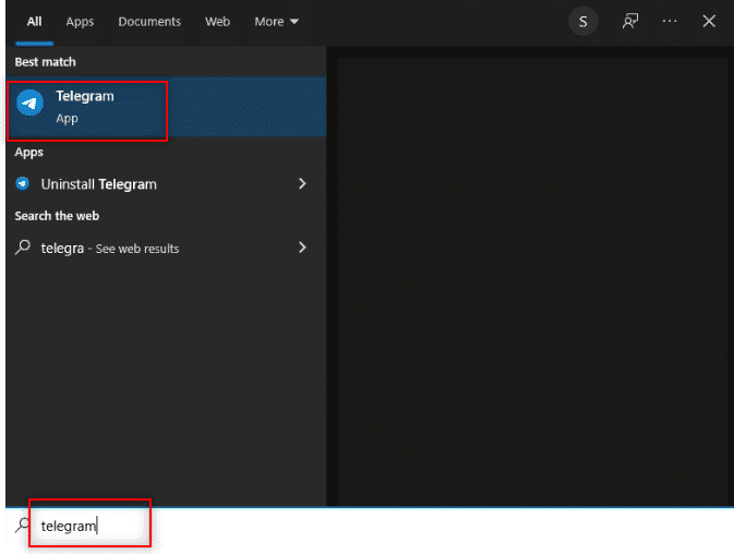 cerca l'app Telegram