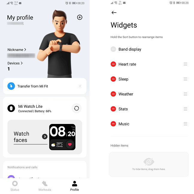 L'app Xiaomi Wear è piuttosto semplice