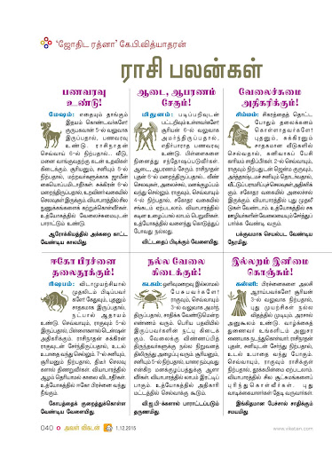 Aval Vikatan Monthly Rasi Palangal